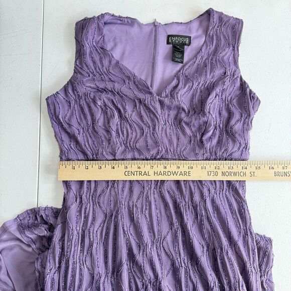 Enfocus Studio Flare Skirt Jersey Stretch Gown Dress Size 4 Purple Sparkle Fairy - Picture 10 of 11